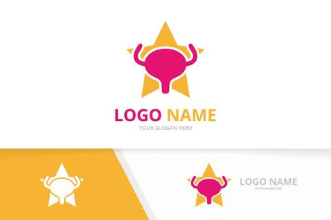 Vector bladder and star logo combination. Urinary tract logotype design template Stock Illustration