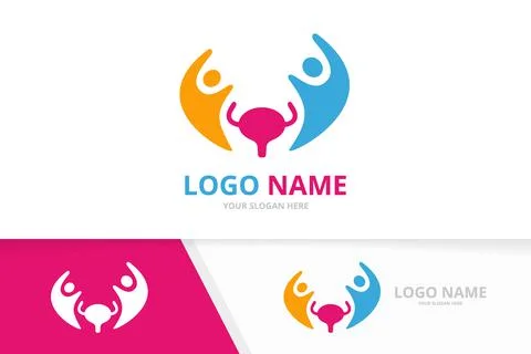 Vector bladder and team logo combination. Urinary tract logotype design template Stock Illustration