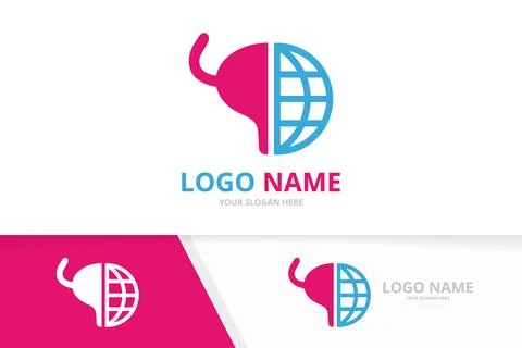 Vector bladder and world logo combination. Urinary tract logotype design Stock Illustration