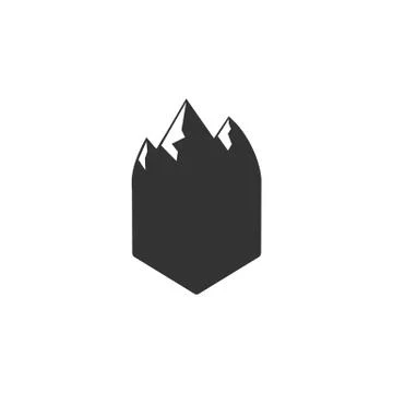 Vector blank badge form with mountains. Good for retro adventure labels, logos Stock Illustration