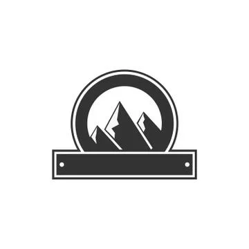 Vector blank badge form with mountains. Good for retro adventure labels, logos 스톡 일러스트
