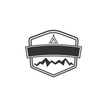 Vector blank badge form with mountains. Good for retro adventure labels, logos Stock Illustration