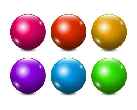 Vector Blank Colorful 3D Balls - peach, red, yellow, purple, blue, green Stock Illustration