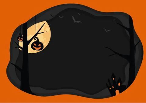 Vector blank Halloween template background with orange, dark gray layer borde Stock Illustration