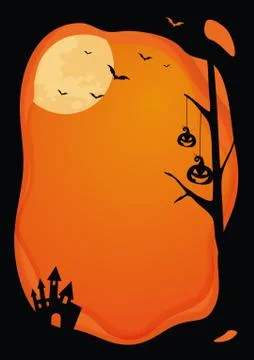 Vector blank Halloween template background with black, orange layer border, m Stock Illustration