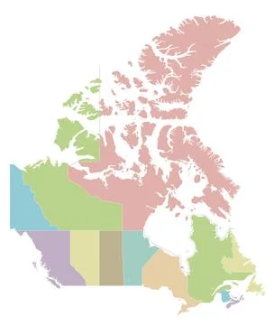 Vector blank map of Canada with provinces and territories and administrative  Stock Illustration