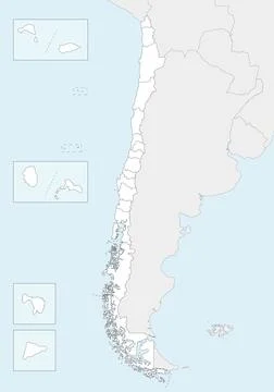 Vector blank map of Chile with regions and territories and administrative d.. Stock Illustration