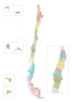 Vector blank map of Chile with regions and territories and administrative d.. Stock Illustration