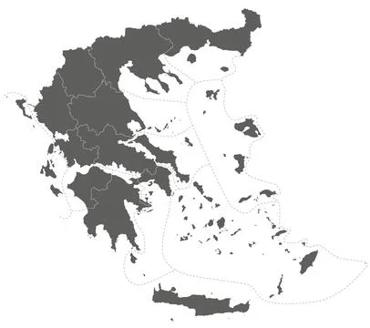 Vector blank map of Greece with regions or territories and administrative d.. Stock Illustration