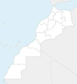 Vector blank map of Morocco with regions and administrative divisions, and .. Stock Illustration