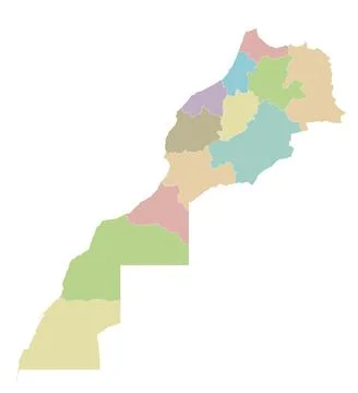 Vector blank map of Morocco with regions and administrative divisions. Edit.. Stock Illustration