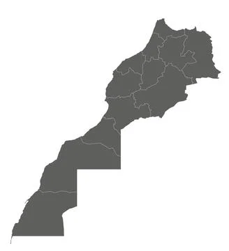 Vector blank map of Morocco with regions and administrative divisions. Edit.. Stock Illustration