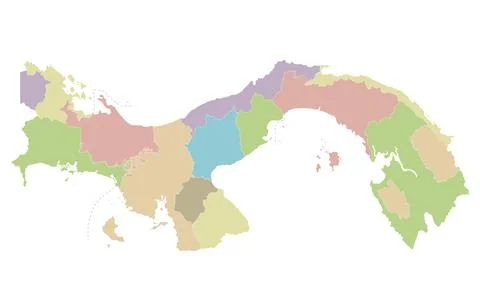 Vector blank map of Panama with provinces, indigenous regions and administr.. 库存插图
