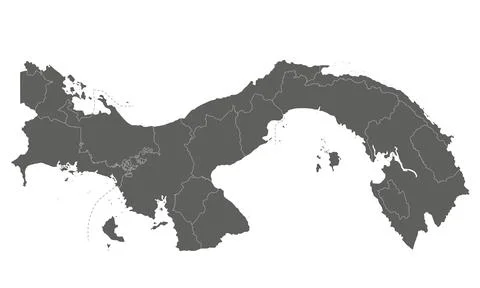 Vector blank map of Panama with provinces, indigenous regions and administr.. 库存插图