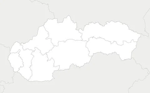 Vector blank map of Slovakia or Slovak Republic with regions and administra.. Illustrazione stock