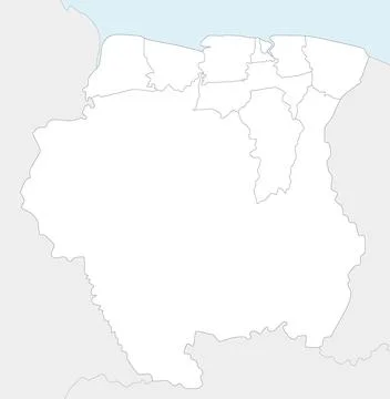 Vector blank map of Suriname with districts and administrative divisions, a.. イラスト素材