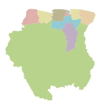 Vector blank map of Suriname with districts and administrative divisions. E.. 库存插图
