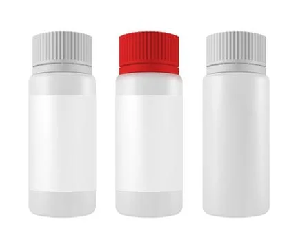 Vector Blank Plastic Packaging Bottles with Cap for Cosmetics, Vitamins Stock Illustration