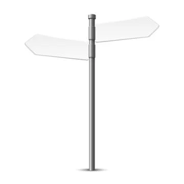 Vector Blank Road Sign Post with Two Empty Directional Arrows, Isolated. Street Stock Illustration