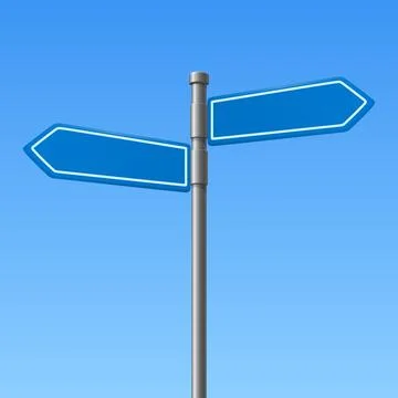 Vector Blank Road Sign Post with Two Empty Directional Arrows. Street Signage Stock Illustration
