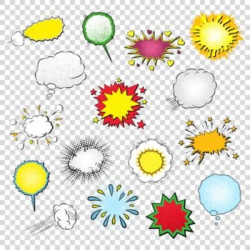 Vector Blank Templates of Speech Bubbles, Symbols, Sound Effects and Elements 스톡 일러스트