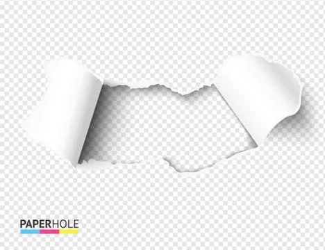 Vector blank torn paper pieces of scroll with torn edges of hole on a halfed Stock Illustration