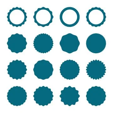 Vector blank wavy edge circle sticker set Illustrazione stock