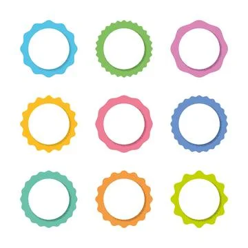 Vector blank wavy edge circle sticker set Stock Illustration