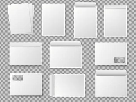 Vector blank white paper C4 envelope set. Stock Illustration