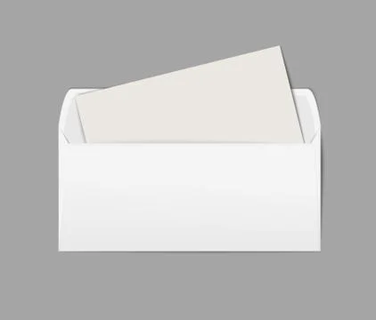 Vector blank white paper envelope with with blank paper sheet. Stock Illustration