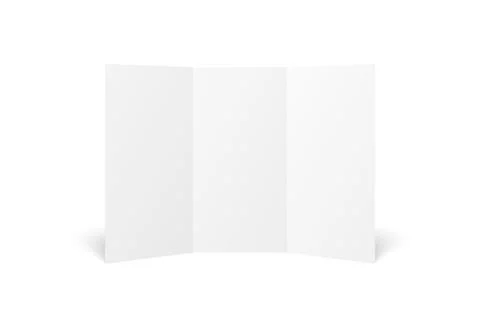 Vector blank white trifold leaflet opened Stock Illustration