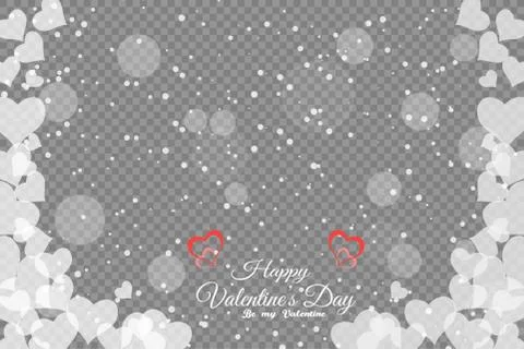 Vector blank of wide greeting poster with heart pattern, snowfall and glow wi Stock Illustration