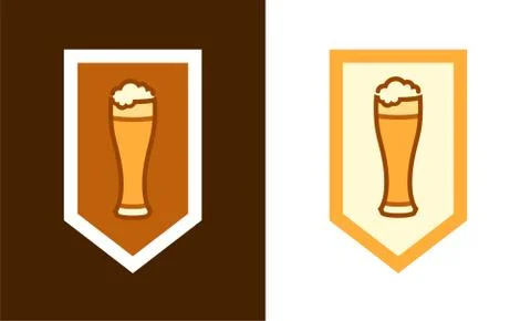 Vector Blazon with a cup of beer Stock Illustration
