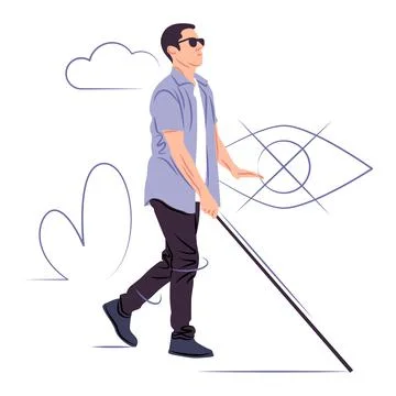 Vector blind man in shadow of sharp lines style Illustrazione stock