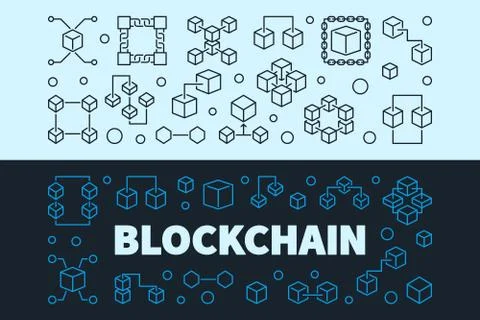 Vector Blockchain concept banners set. Block chain illustration 库存插图