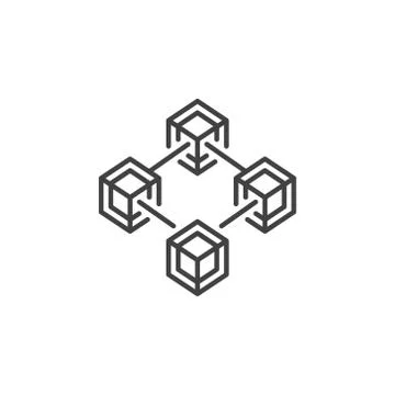 Vector Blockchain Technology outline concept icon 库存插图