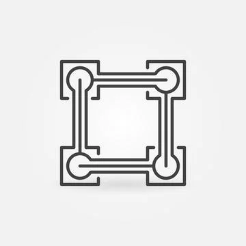 Vector Blockchain Technology thin line concept simple icon Stock Illustration