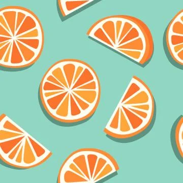 Vector Blood Orange, Grapefruit, Mandarin or Clementine Seamless Pattern Stock Illustration