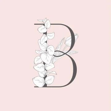 Vector Blooming Floral Elegant B Monogram and Logo Stock Illustration