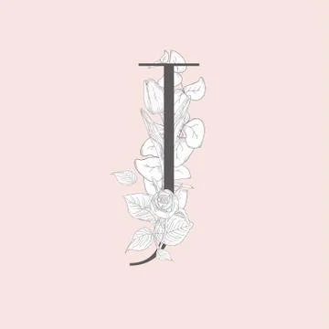 Vector Blooming Floral Elegant J Monogram and Logo Stock Illustration