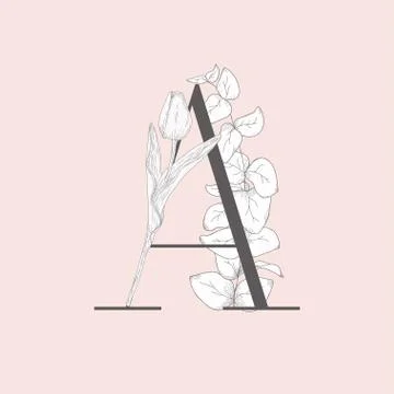 Vector Blooming Floral Elegant A Monogram and Logo Stock Illustration