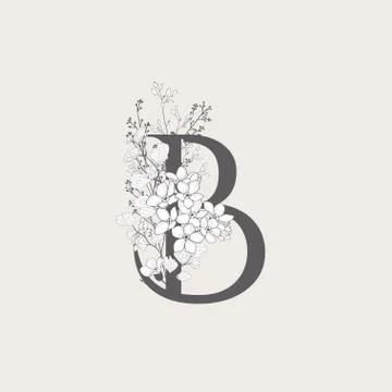 Vector Blooming Floral Initial B Monogram and Logo Stock Illustration