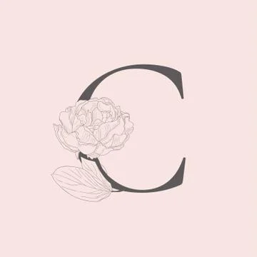 Vector Blooming Floral Initial C Monogram and Logo Stock Illustration