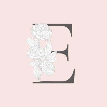 Vector Blooming Floral Initial E Monogram and Logo Stock Illustration