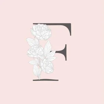 Vector Blooming Floral Initial F Monogram and Logo Stock Illustration