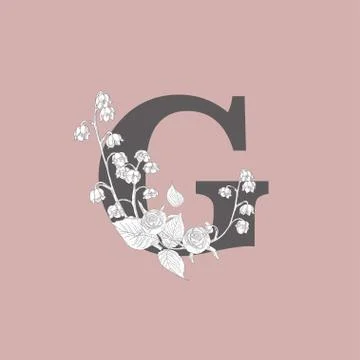 Vector Blooming Floral Initial G Monogram and Logo Stock Illustration