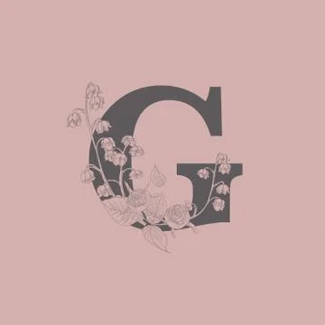Vector Blooming Floral Initial G Monogram and Logo Stock Illustration