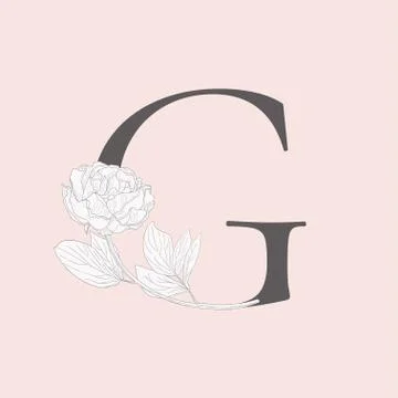 Vector Blooming Floral Initial G Monogram and Logo Stock Illustration