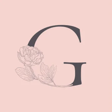 Vector Blooming Floral Initial G Monogram and Logo Stock Illustration