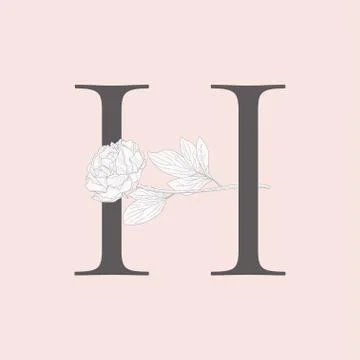 Vector Blooming Floral Initial H Monogram and Logo Stock Illustration